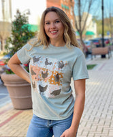 Floral Chickens Tee - Southern Grace Boutique 