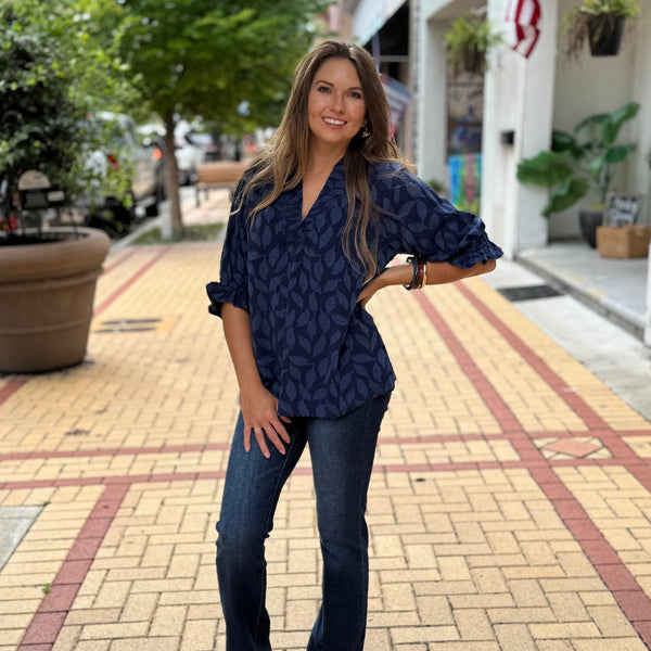 Jacquard V-Neck Top