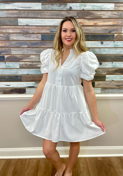 Puff Sleeve Dress - Southern Grace Boutique 