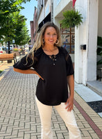 Black Airflow Blouse - Southern Grace Boutique 