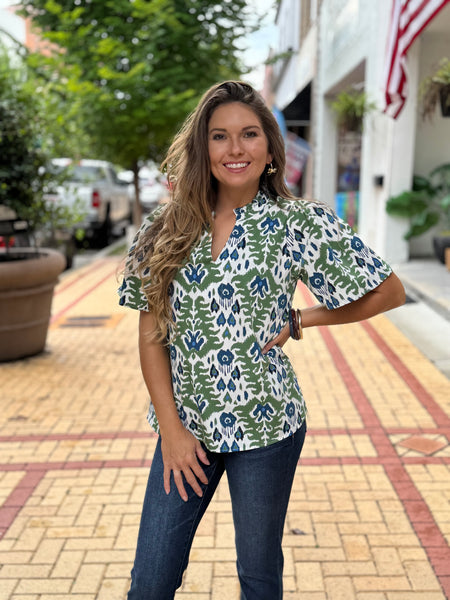 Chase Flounce Sleeve Top - Southern Grace Boutique 