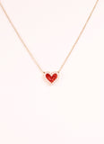 Ellie Glitter Heart Necklace RED - Southern Grace Boutique 