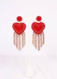 Hearts Afire Fringe Earring RED - Southern Grace Boutique 