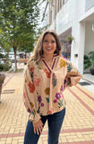 Floral Open Collar Top - Southern Grace Boutique 