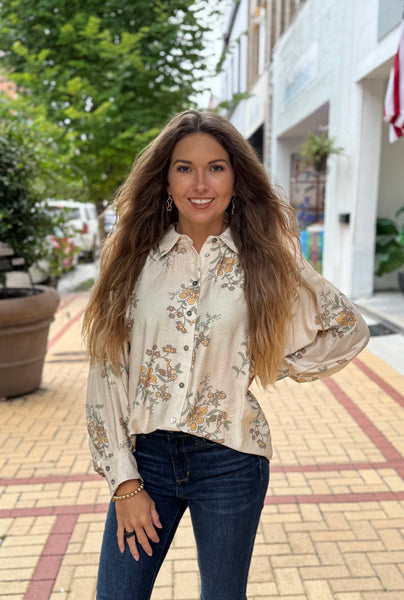 Floral Button Down Top - Southern Grace Boutique 