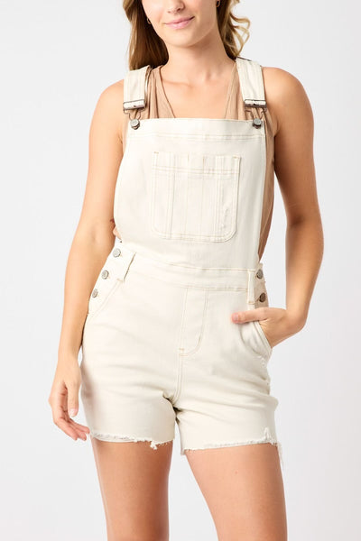 Ecru Overall Shorts - Southern Grace Boutique 