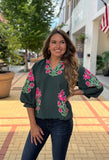 Bubble Sleeve Blouse - Southern Grace Boutique 