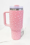 40 oz Pink Pearl Studded Tumbler - Southern Grace Boutique 