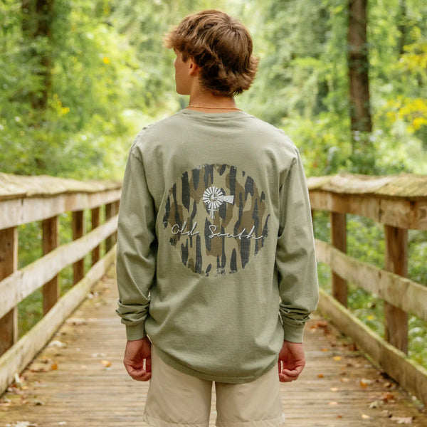 Camo Logo LS Tee Sandstone - Southern Grace Boutique 