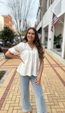 Cream Embroidery Top - Southern Grace Boutique 