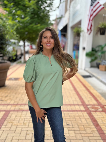 Lainey Basil Top - Southern Grace Boutique 