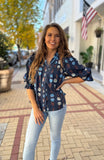 Floral Pintuck Blouse - Southern Grace Boutique 