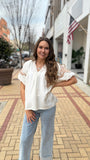 Cream Embroidery Top - Southern Grace Boutique 