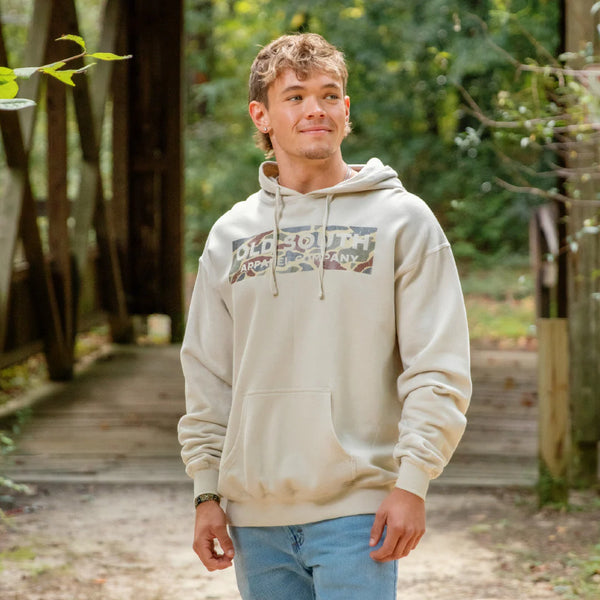Thicket Camo Logo Hoodie , Sand - Southern Grace Boutique 
