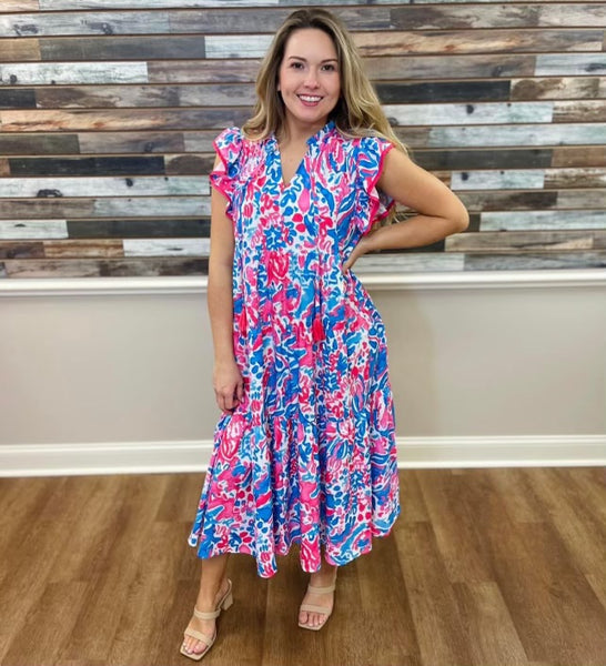 Tiered Midi Dress - Southern Grace Boutique 