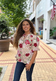 Sand Floral Blouse - Southern Grace Boutique 