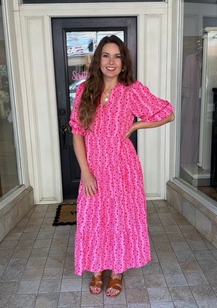 pink southern dress Simply Southern Scallop V-Neck Athletic Dress in Light Pink