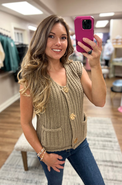 Mocha Sweater Vest - Southern Grace Boutique 