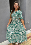 Green Tiered Midi Dress