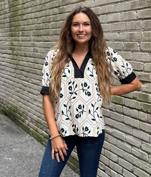 Window Pane Floral Top