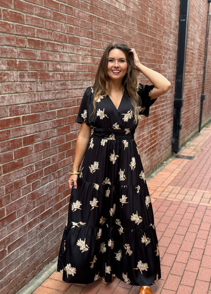 Satin Floral Maxi Dress