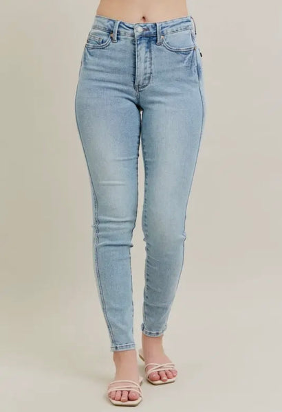 Mid Rise Tummy Control Vintage Wash - Southern Grace Boutique 