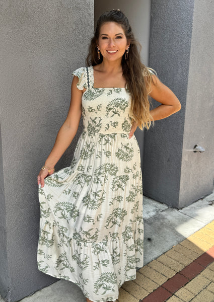 Ruffle Sleeve Maxi - Southern Grace Boutique 