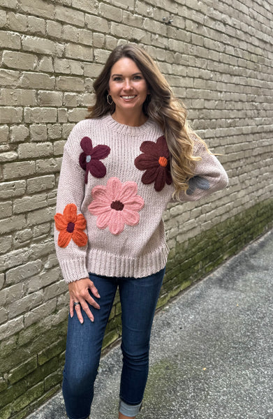 Floral Knit Sweater - Southern Grace Boutique 