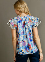 Floral Dalmatian Print Blouse - Southern Grace Boutique 