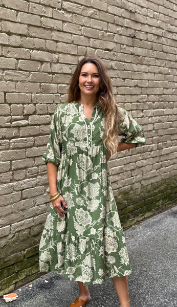 Green Boho Midi - Southern Grace Boutique 