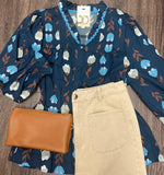 Floral Pintuck Blouse - Southern Grace Boutique 