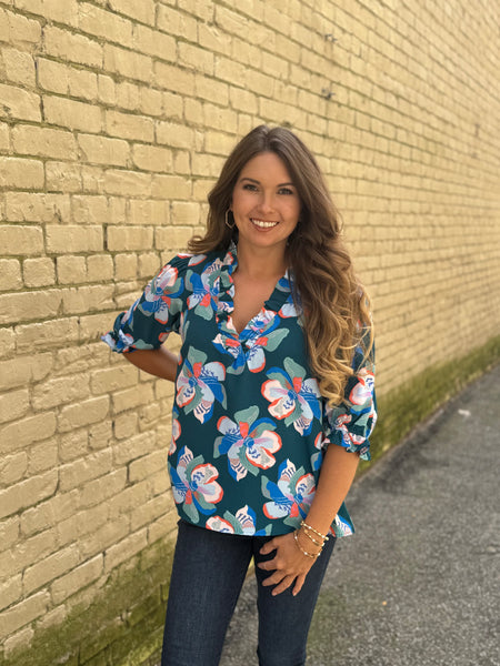Julie Center Stage Green Top - Southern Grace Boutique 