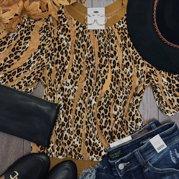 Leopard Velvet Rib Top