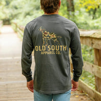 Thicket Camo Dog Outline LS Tee, Pepper