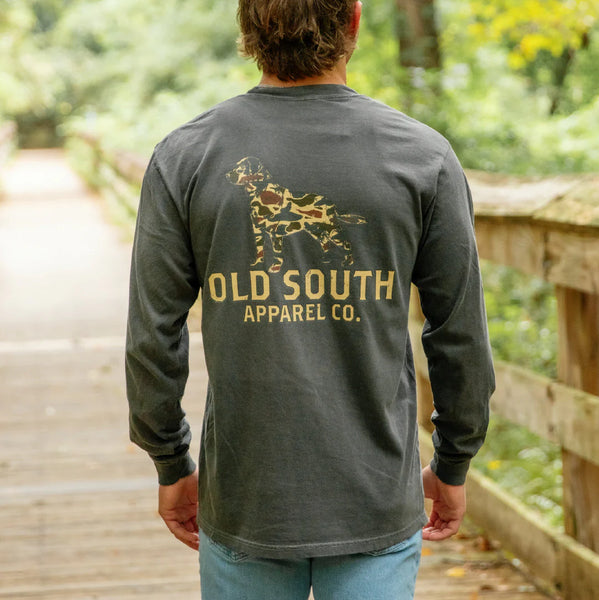 Thicket Camo Dog Outline LS Tee, Pepper