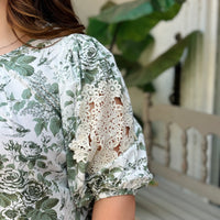 Sage Floral Top