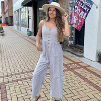 Stripe Wide Leg Jumpsuit - Southern Grace Boutique 