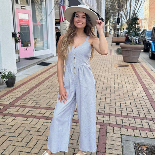 Stripe Wide Leg Jumpsuit - Southern Grace Boutique 