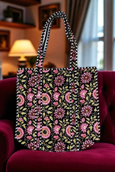 Midnight Garden Floral Tote Bag - Southern Grace Boutique 
