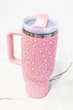 40 oz Pink Pearl Studded Tumbler - Southern Grace Boutique 