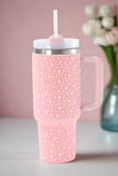 40 oz Pink Pearl Studded Tumbler - Southern Grace Boutique 