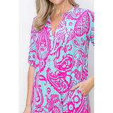 PAISLEY ROLL SLEEVE DRESS - Southern Grace Boutique 