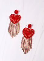 Hearts Afire Fringe Earring RED - Southern Grace Boutique 