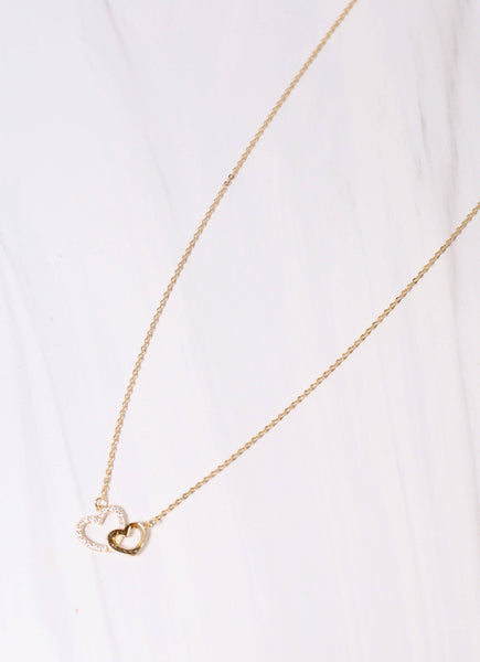 Renshaw CZ Hearts Necklace GOLD - Southern Grace Boutique 
