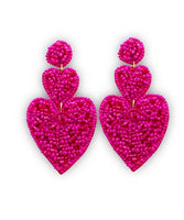 Fuchsia Beaded Hearts - Southern Grace Boutique 